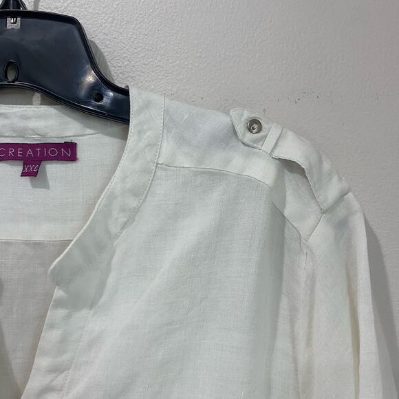 Creation White Linen Button Down Size XXL - Picture 9 of 9